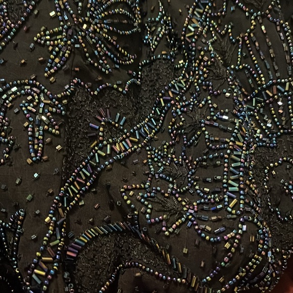 Vintage Y2K 100% Silk Beaded Dress Vintage Beaded Dress Ombré Goth Prom Dress - Picture 14 of 15